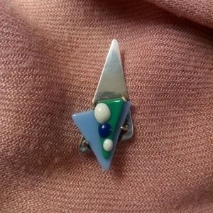 Vintage handmade sterling silver and glass pendant